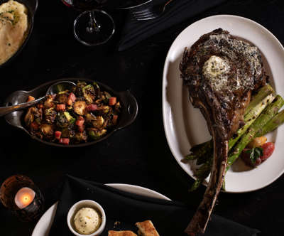 Porterhouse Steak with Brussel sprouts and garlic mashed potatoes